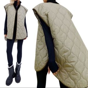 NEW RARE H&M Taupe Water-Repellent Quilted Vest - Snaps - XS/S
